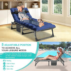 Slsy 5-Position Adjustable Folding Lounge Chair And Cot - 75.2" x 25.6" x 11.8"