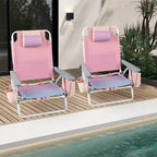 Costway Folding Backpack Beach Chairs 4-Pack, 5-Position Adjustable