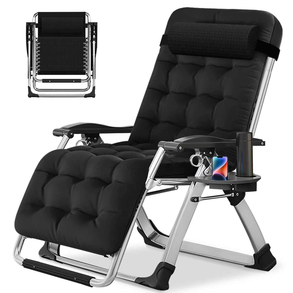 NAIZEA Zero Gravity Lawn Recliner Chairs, 2 Pack, Black