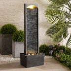 Teamson Home Faux Slate Outdoor LED Waterfall Fountain, 38.5 in, Red Rock