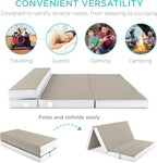 Best Choice Products Queen-Size 4in Tri-Fold Foam Mattress With Carry Case - Grey