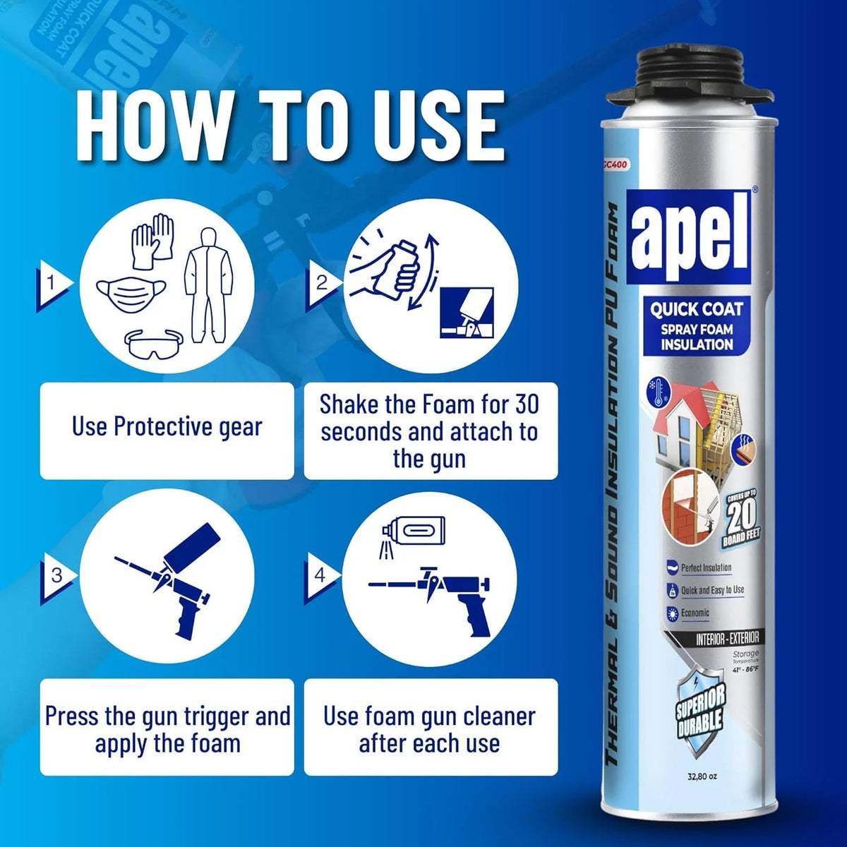 apel Spray Foam Insulation Kit, 12 x 32.80 oz / 240 Bd ft - 12 Pack