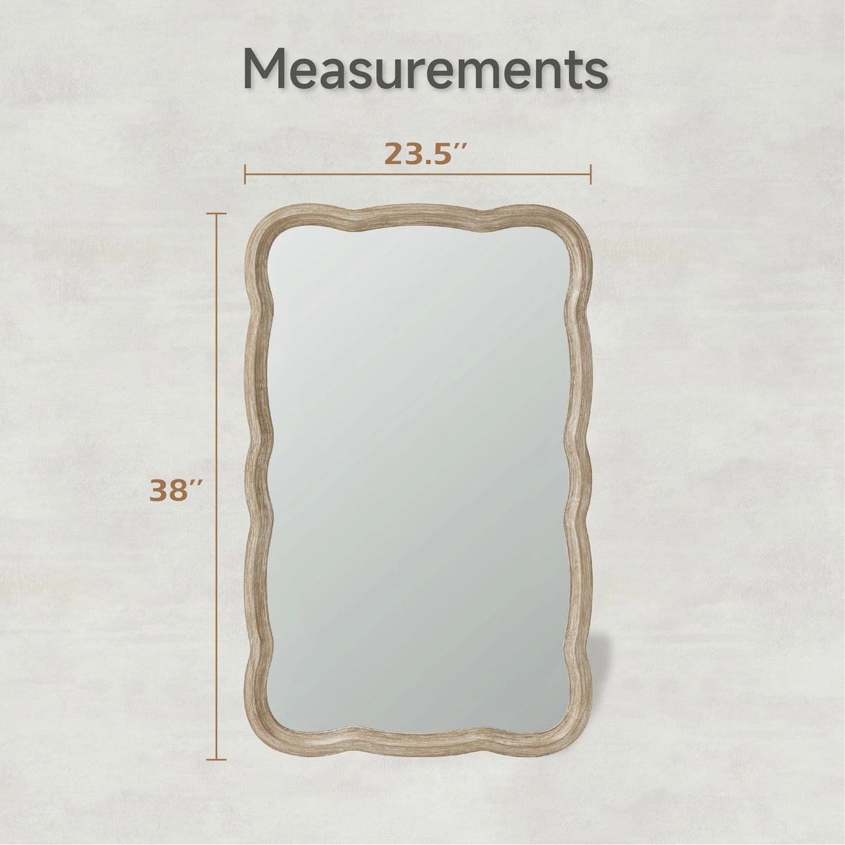 Curved Scallop Wood Frame Accent Mirror, 23.5 in L x 38 in W x 1 in H - Antique-Brown Or White