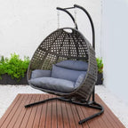 Patio Wicker Swing Chair With Stand and Rain Cover - Brown or Black