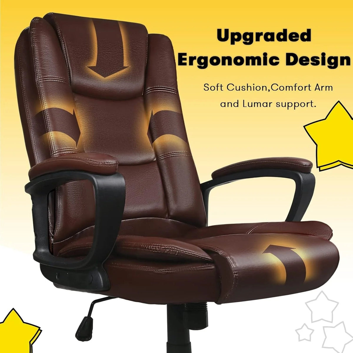 High-Back Ergonomic Leather Executive Office Chair, 400 lb Capacity