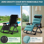 NAIZEA Zero Gravity Chair With Removable Cushion, Cup Holder, and Black Color