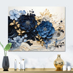 Abstract Spiral Aluminum Wall Art, Gold And Blue, Multiple Sizes