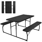 4-Person Folding Picnic Table Bench Set, 59 in x 54 in x 28.5 in - Steel And HDPE