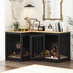 L Shape Corner Dog Crate Furniture For 2 Dogs, 58.7X41.1
