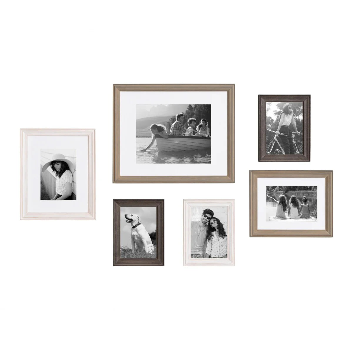 Gallery Wall Picture Frame Set, 6-Piece Wood Frames With 11 x 14 in, 8 x 10 in, 9 x 7 in, And 5 x 7 in Sizes