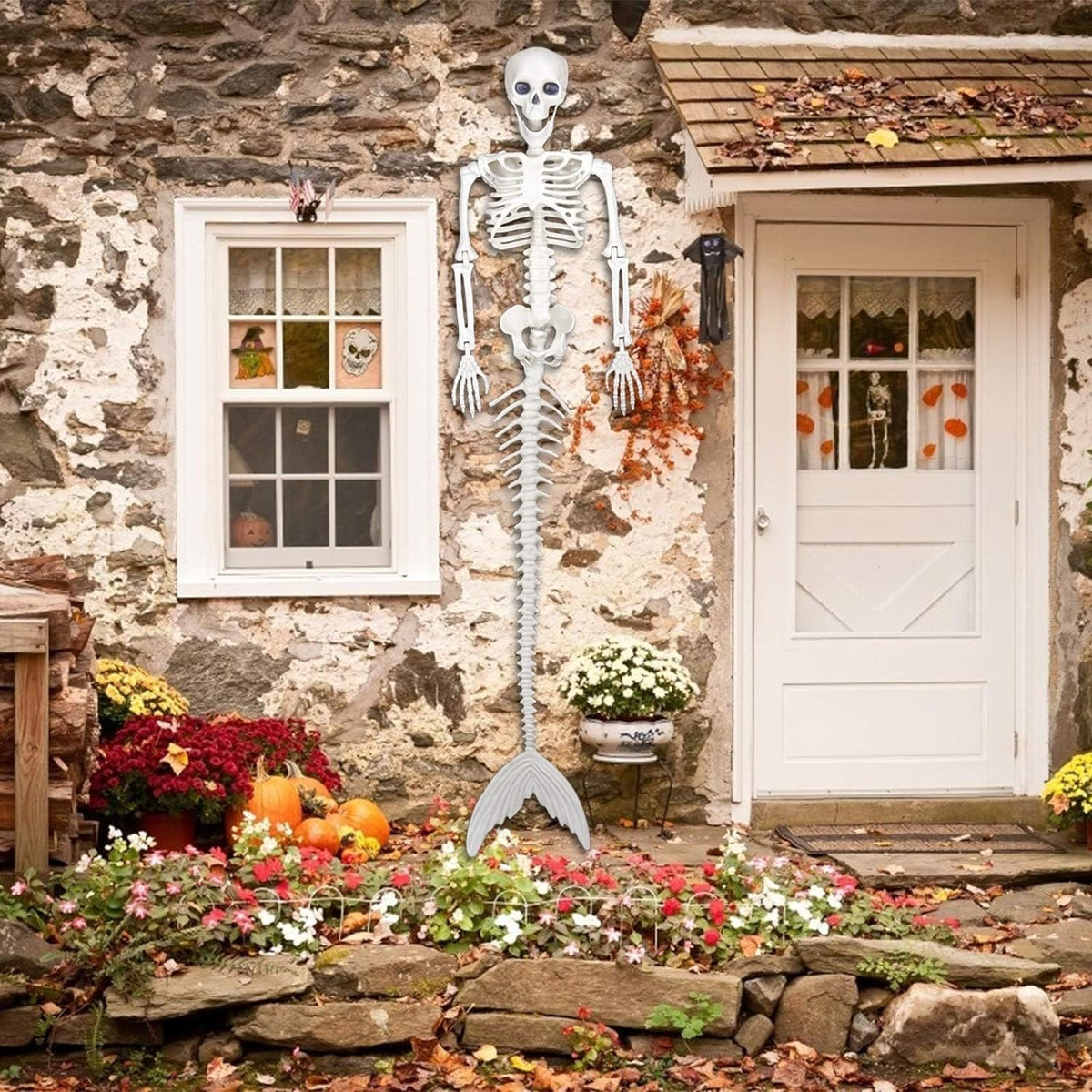 AnuirheiH Mermaid Skeleton Halloween Decoration, 33.5 inch Plastic - B0CDGLWCGY