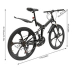 Aiqidi 26 Inch 21 Speed Full Suspension Folding Mountain Bike, Black