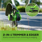 Greenworks 40V 21 inch Self-Propelled Lawn Mower, 500 CFM 120 MPH Axial Blower, 13 inch String Trimmer - 2 Batteries 5Ah+2Ah & Chargers