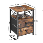 AMHANCIBLE Nightstand Set, 2 Count, Rustic Brown, 13.78in W x 15.75in D x 23.62in H - HET05XBR