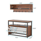 5-in-1 Entryway Hall Tree With Coat Rack, Shoe Bench, 7 Hooks, 3 Cubbies And 3-Tier Shoe Rack