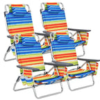 Costway Folding Backpack Beach Chairs 4-Pack, 5-Position Adjustable