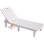 Outdoor Adjustable Patio Lounge Chair Set Of 2 With Side Table, White - 74.5 x 24.4 x 30 inch