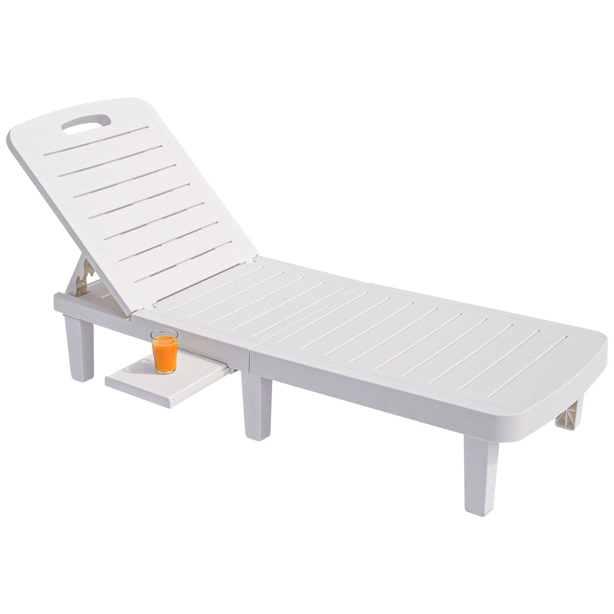 Outdoor Adjustable Patio Lounge Chair Set Of 2 With Side Table, White - 74.5 x 24.4 x 30 inch