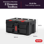Keter Rolling Tool Box System, 3 Piece, Black/Red - 3 Piece Resin Modular Toolbox System