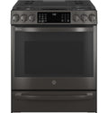 GE APPLIANCES Profile 30in Smart Slide-In Front-Control Gas Range, Black Stainless - PGS930BPTS