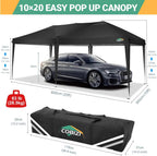 COBIZI Pop Up Canopy Tent 10x20ft With 6 Sidewalls, Black