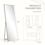 Full-Length Floor Mirror With Stand, Aluminum Alloy Frame - 71x30