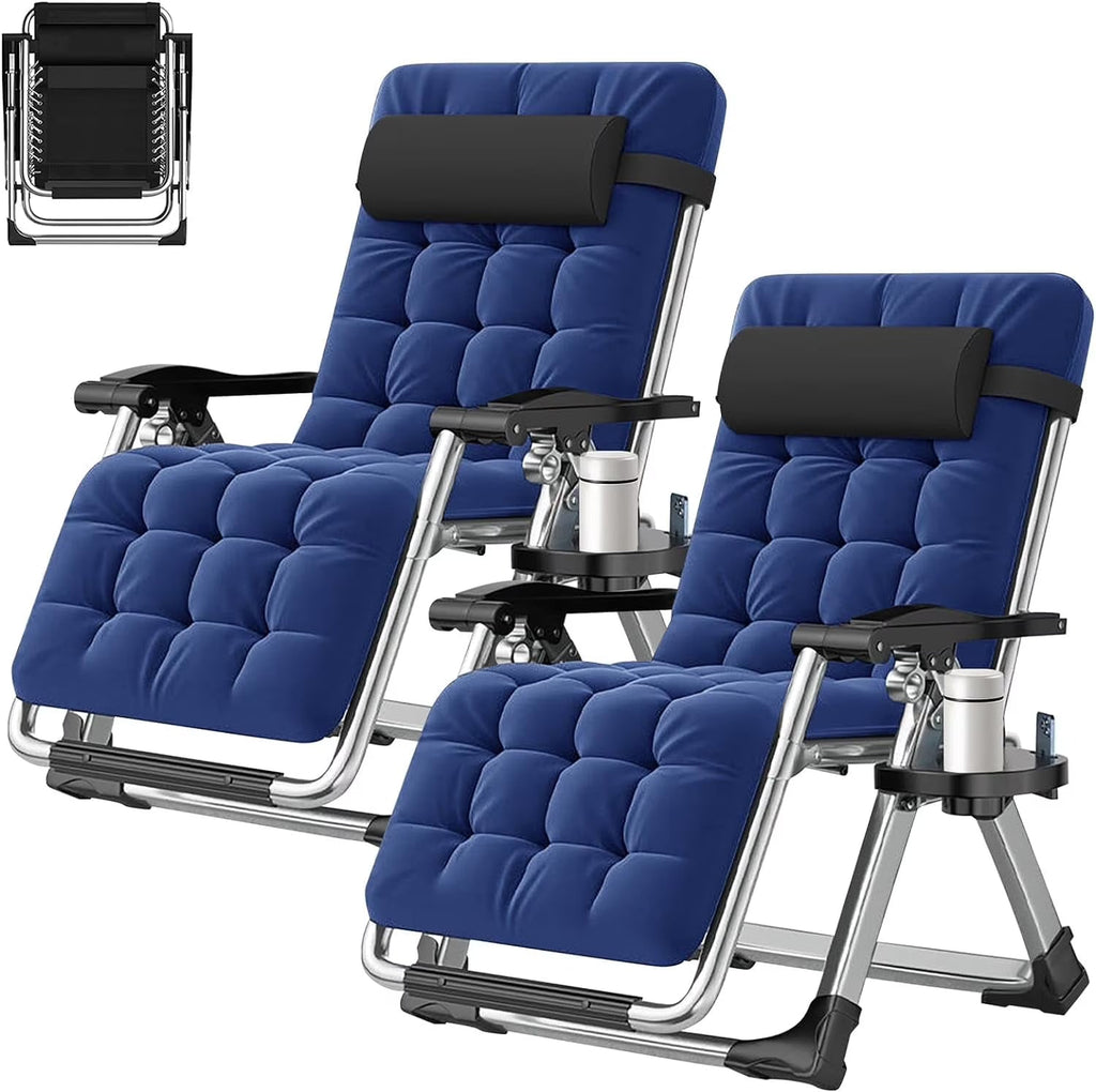NAIZEA Zero Gravity Lawn Recliner Chairs, 2 Pack, Black