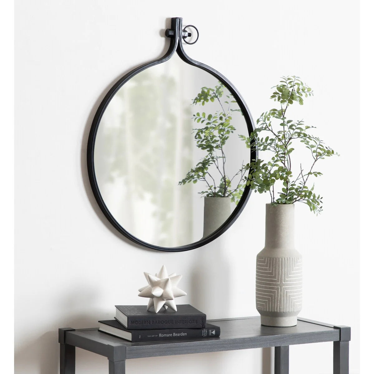 Modern Round Wall Mirror With Decorative Metal Frame