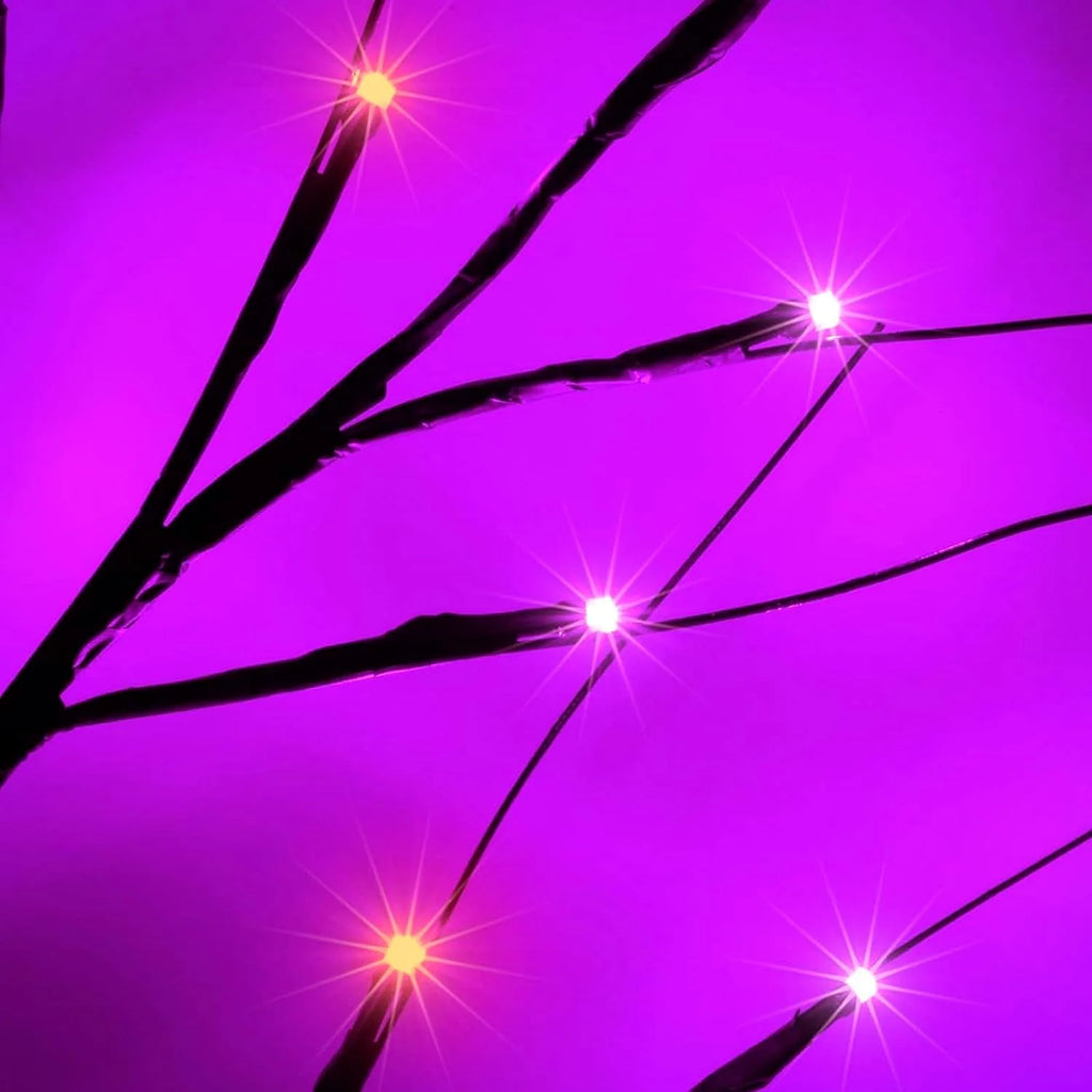 Albelt Lighted Black Halloween Trees, Set Of 3, 4FT 5FT 6FT, 96 LED Lights, Orange And Purple - GP-SW240DC0150T-IP44(US)