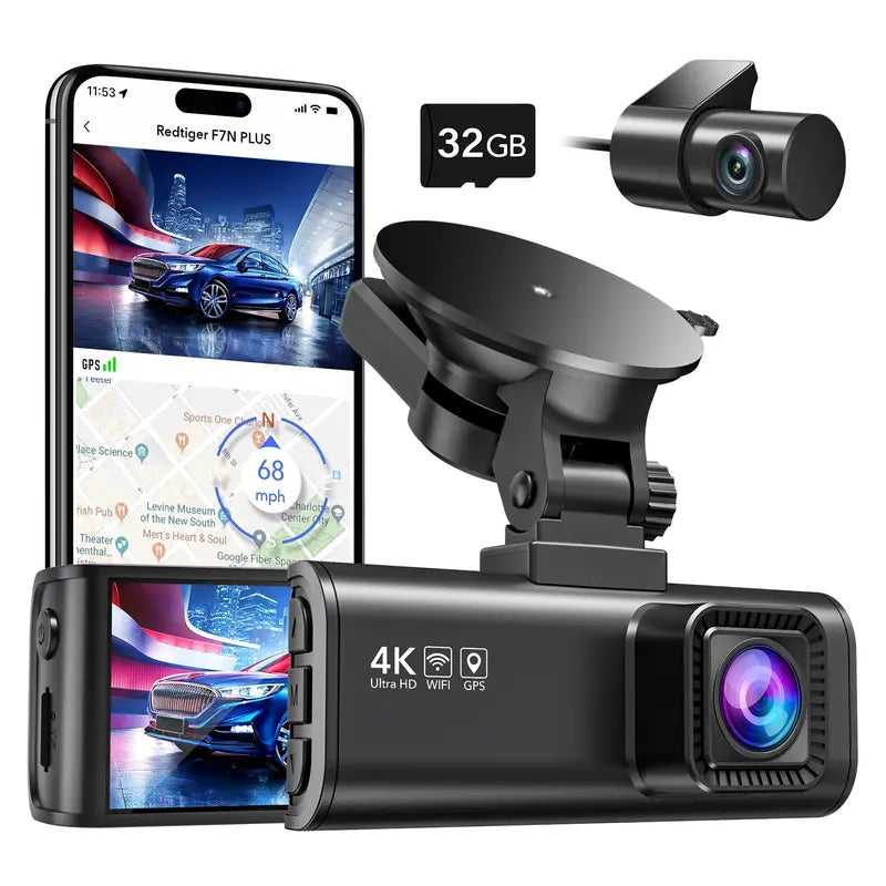 REDTIGER Front And Rear Dash Cam 4K/2.5K Full HD - F7NP