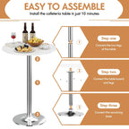 Round Bar-Height Bistro Pub Table With Metal Base And MDF Top, 23.8 x 23.8 x 39.5 Inch