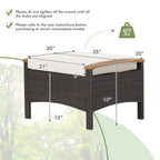 Costway Set Of 2 Patio Rattan Ottoman Footrests With Cushions, Mix Brown/Beige, 25 x 20 x 16 in