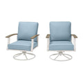 Hampton Bay Marina Point White Steel Outdoor Patio Swivel Lounge Chair With Surf Blue Cushions, 2-Pack - GC-41019-SSP