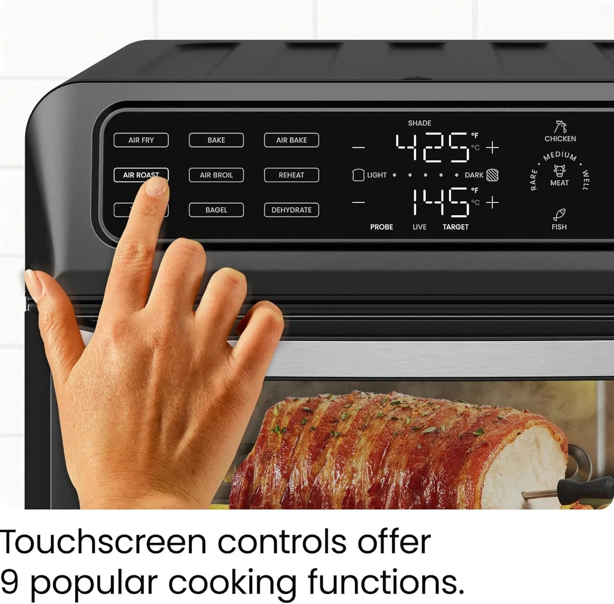 Chefman 12-in-1 Air Fryer Oven Combo With Probe Thermometer, 20 Qt - RJ50-SST2-PB