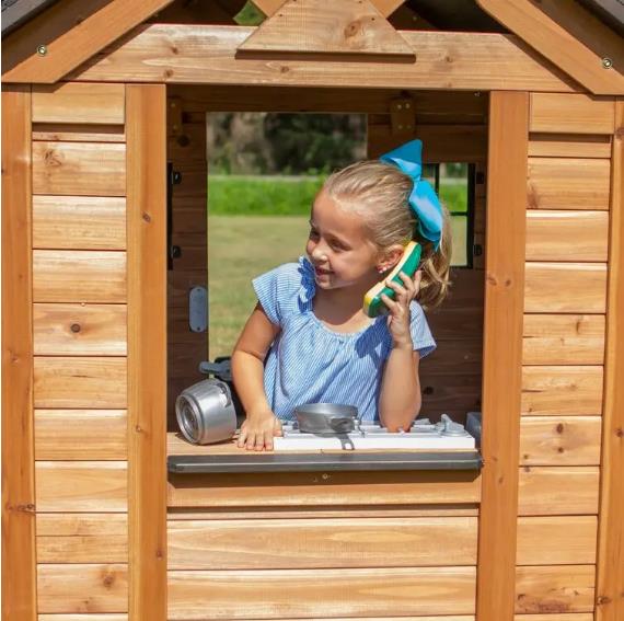 Backyard Discovery Cedar Playhouse With Kitchen, 55 in H x 42 in W x 46.69 in D - Sweetwater
