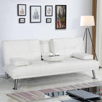 Yaheetech Convertible Faux Leather Sofa Bed, 3 Angles, 772lb Capacity, Black