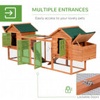Pawhut Wooden Chicken Coop With Double Nesting Boxes And Outdoor Run