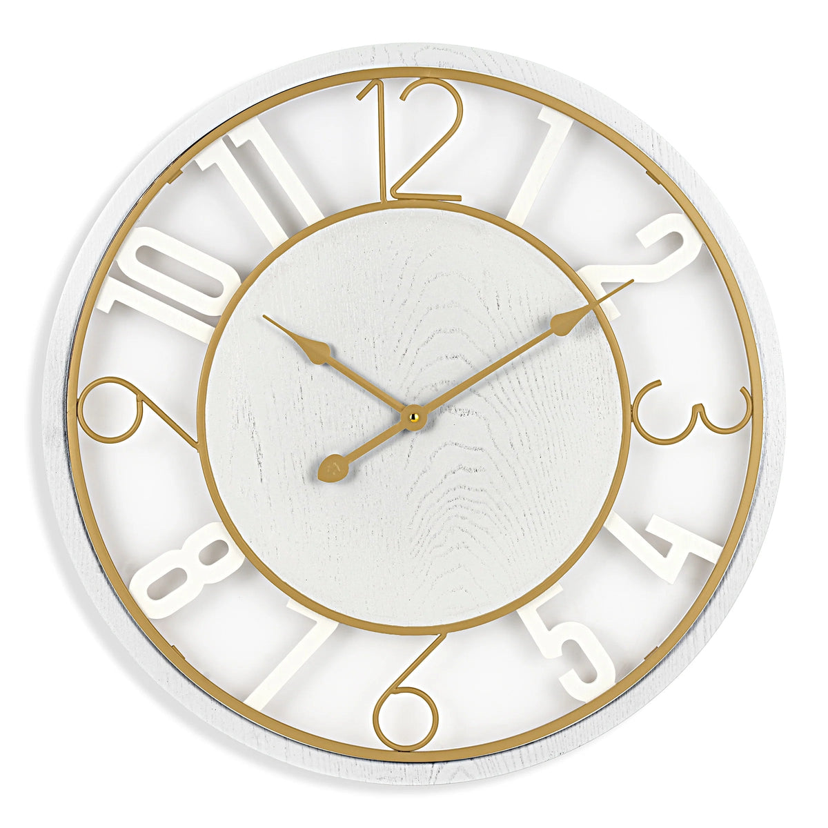 24 Inch Round Wooden Wall Clock With Numeral Design - Battery Operated