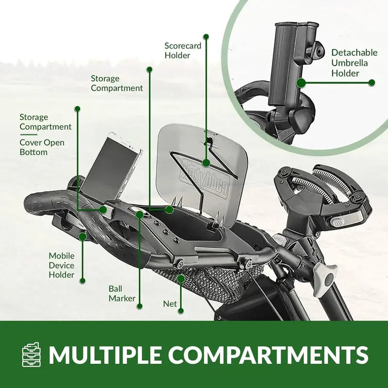 3-Wheel Foldable Golf Push Cart With Foot Brake