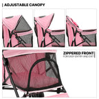 MoNiBloom Foldable Pet Stroller for Small Medium Dogs, 22 lbs, Pink
