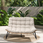 Crestlive Products Patio Loveseat With Cushions, Beige, 53 in x 36 in x 30 in, 350 Pounds Capacity