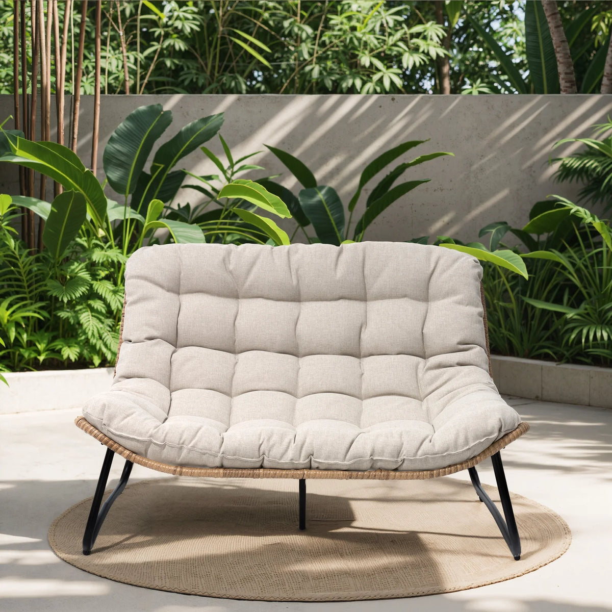 Crestlive Products Patio Loveseat With Cushions, Beige, 53 in x 36 in x 30 in, 350 Pounds Capacity