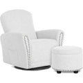 Evolur Vienna Swivel Glider Rocking Chair With Ottoman - Fog Gray