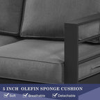 Superjoe Outdoor Patio Sofa 3 Seats Gray Aluminum With Dark Grey Cushions
