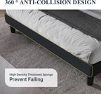 Allewie King Size Upholstered Bed Frame With Button Tufted Wingback Headboard, Black