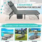 Slsy 5-Position Adjustable Folding Lounge Chair And Cot - 75.2" x 25.6" x 11.8"