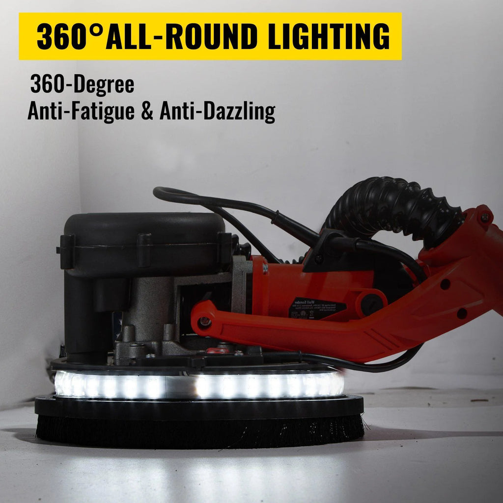 VEVOR Electric Drywall Sander 850W With LED Strip Light, Vacuum Bag And Telescope Handle