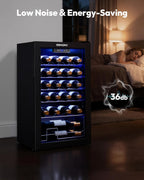 EUHOMY 25 Bottle Compressor Wine Cooler Refrigerator, Black, 18.7in D x 17.5in W x 31.3in H
