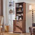 Bookcase With 2 File Drawers, 4 Shelves, 23.5in D x 23.6in W x 72in H - Antique White