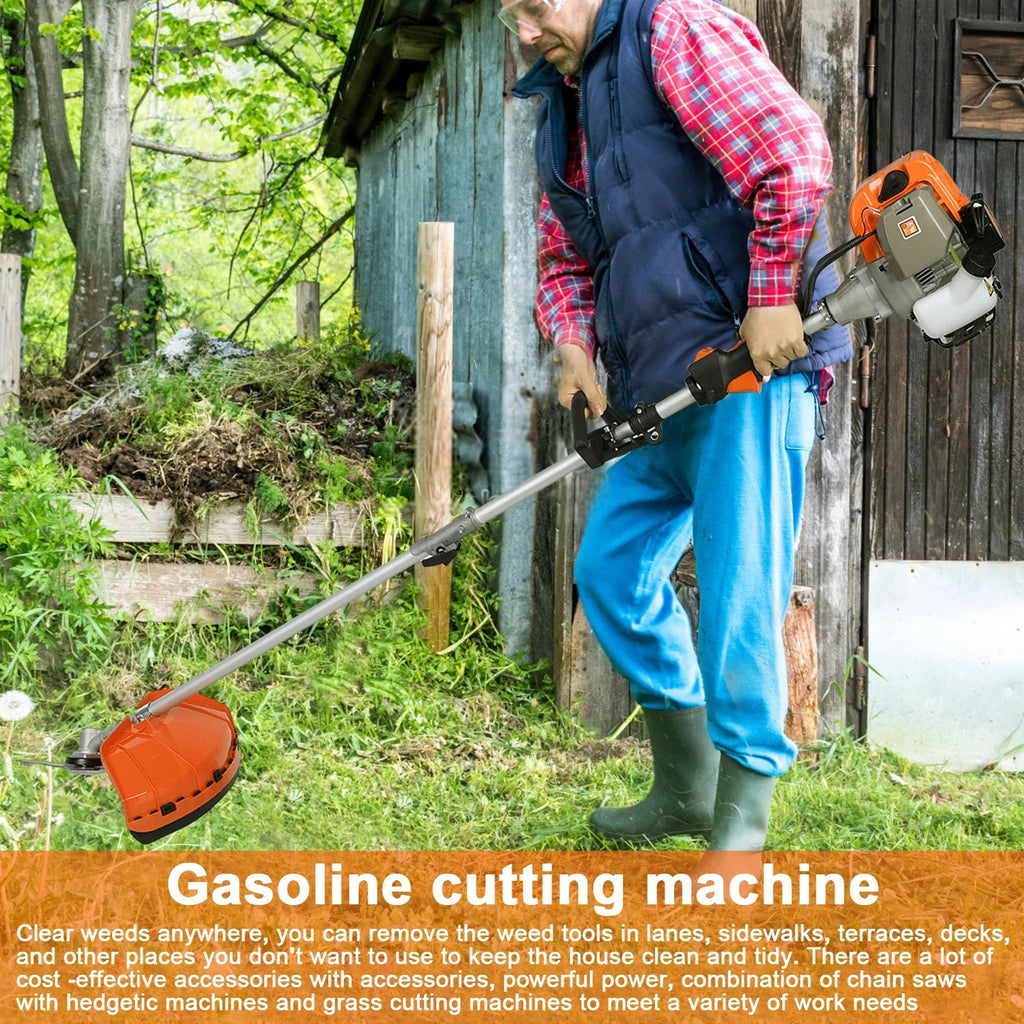 Gas Weed Eater 52cc 2-Stroke Multi-Function Brush Cutter, Orange